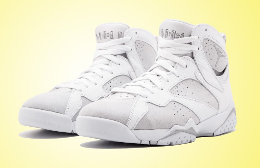 Women Pure Money Air Jordan 7 White Metallic Silver-Pure Platinum Shoes